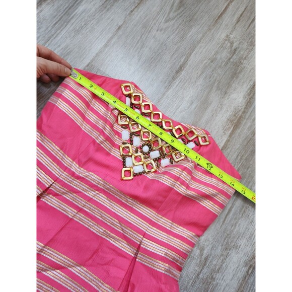 Lilly Pulitzer Sami-Ryan Metallic Striped Strapless Dress Size 0 Bead Hotty Pink - Picture 7 of 12